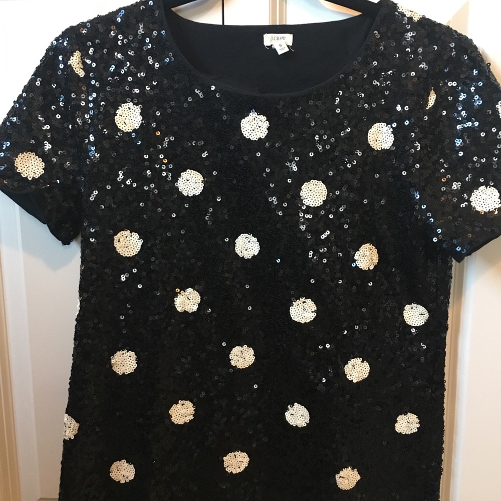 J. Crew black and cream color polka dot blouse